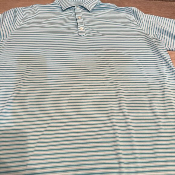 FOOTJOY FJ MENS XL TURQUOISE BLUE STRIPE GOLF POLO SHIRT DRI FIT - Picture 3 of 10